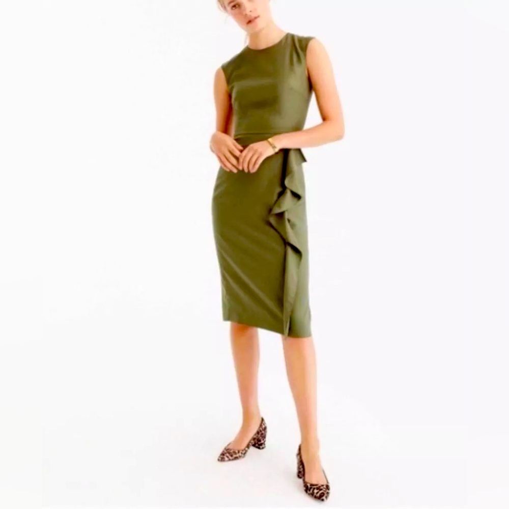 J.Crew Women’s Green Ruffle Dress